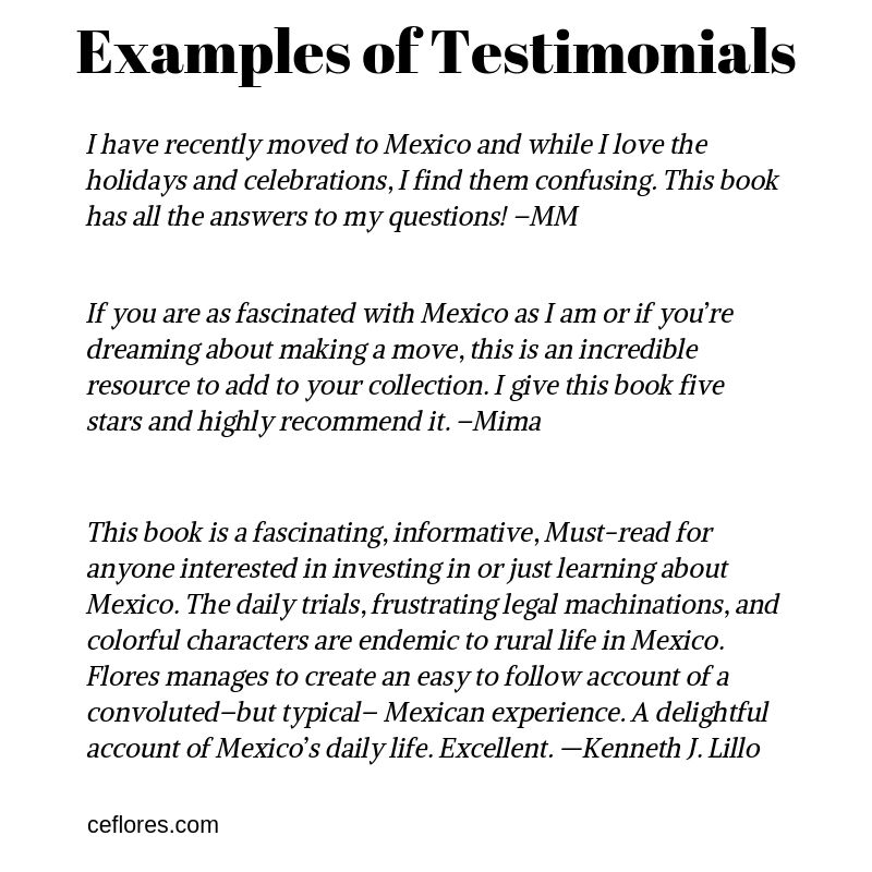 what is a book testimonial – C.E. Flores